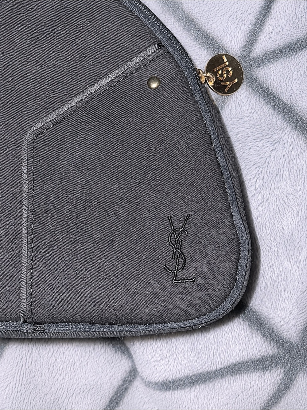 YSL Saint Laurent Cosmetic Makeup Bag Pouch with Gold Logo
